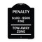 Signmission Penalty $100 $500 Fine Tow Away Zone Virginia Handicap Supplementary Alum, 24" x 18", BW-1824-23336 A-DES-BW-1824-23336 - alternate 1